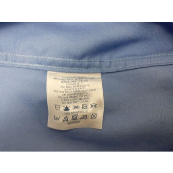 Lands End Men's Med. 15-15.5 Traditional Fit Short Sleeve Button Down Blue Shirt - Picture 6 of 6